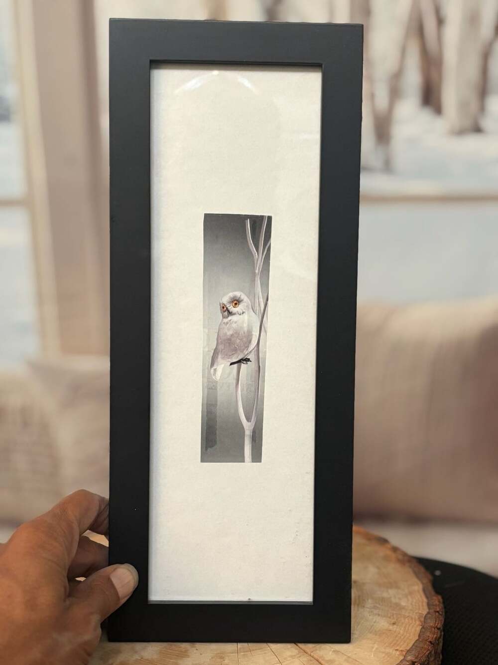 Framed Snowy Owl Watercolor Art Print
